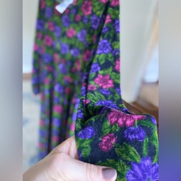 VTG Velvet Dress Floral Boho Quiet Luxury Cottagecore Hanes Spring Fall Winter - Picture 6 of 9